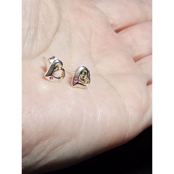 Sterling Silver Open Heart Earrings With Pink Morganite - Picture 4 of 8